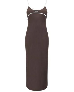 Miu Miu Ärmelloses Midi-Kleid Mit Kontrastnähten - Braun