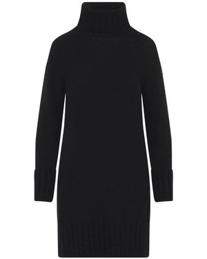 Moncler Logo Ribbed-Knit Midi Jurk - Zwart