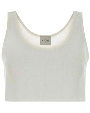LeKasha Tahta Cropped Linnen Top - Wit