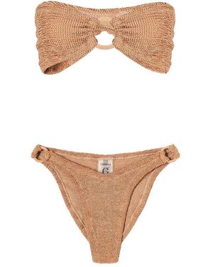Hunza G Ring-Detail Bandeau Bikini - Weiß