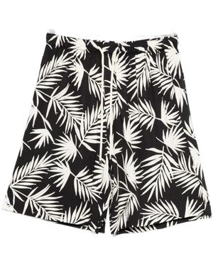 Laneus Korte Broeken ,Zwart ,Shorts Met Bladprint