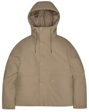 Rains Korte Urban Parka Met Capuchon - Naturel