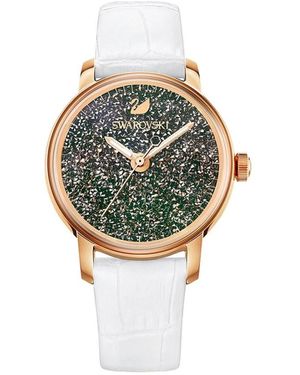 Swarovski Accessoires ,Wit ,Leer Analoog Horloge - Metallic