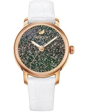 Swarovski Accessoires ,Wit ,Leer Analoog Horloge - Metallic