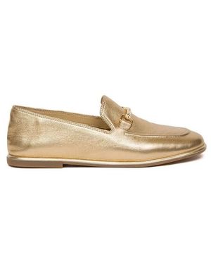 Michael Kors Schoenen ,Geel ,Leer Carson Metallic Leather Loafer - Naturel