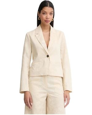 Pinko Idony Geborduurd Linnen Blazer - Naturel