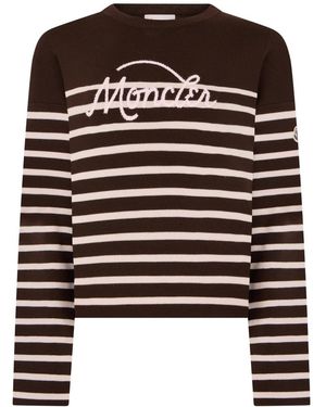 Moncler Langarm-Pullover Mit Streifen - Braun