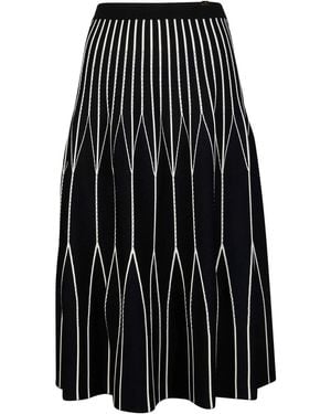 Elisabetta Franchi A-Line Striped Midi Skirt - Black