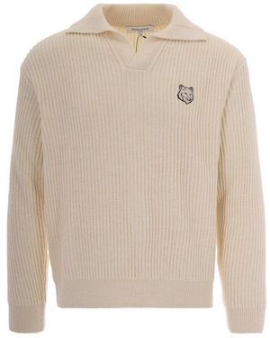 Maison Kitsuné V-Neck Knitwear - White