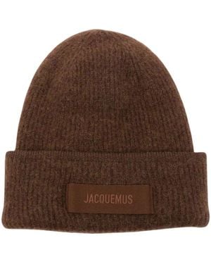 Jacquemus Accessoires ,Bruin ,Wol Le Bonnet Gros Grain Beanie