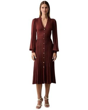Twinset Langes Trompe-'Œil Strickkleid - Rot
