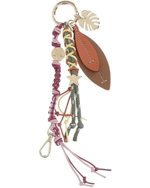 CUBA LAB Accessoires ,Veelkleurig ,Leer Lederen En Stoffen Sleutelhanger - Wit
