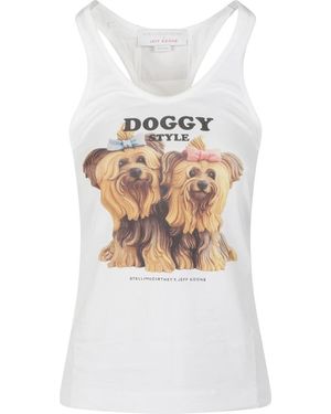 Stella McCartney Tops ,Wit ,Katoen Graphic Sleeveless Tank Top