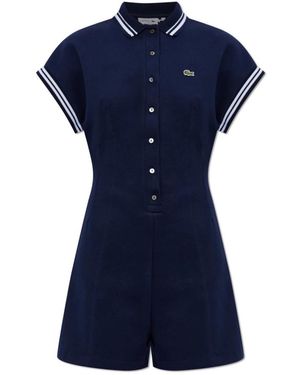 Lacoste Jumpsuits & Playsuits ,Blauw ,Katoen Jumpsuit Met Logo Patch