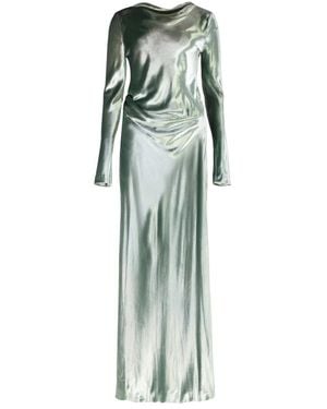 Alberta Ferretti Fluwelen Maxi Jurk Elegante Vloeiende Silhouet - Groen