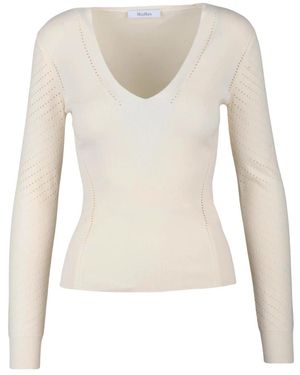 Max Mara Nadar V-Hals Breiwerk - Wit
