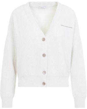 Peserico Cardigan Van Wol, Zijde En Kasjmier - Wit