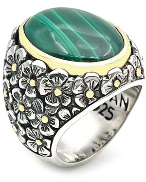 JALAN JALAN Anillo De Plata De Ley 925 Con Malaquita, Talla - Verde