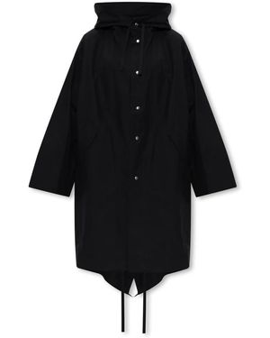 Jil Sander Jassen ,Zwart ,Katoen Waterdichte Parka Met Logo