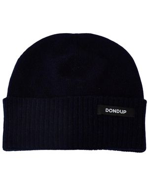 Dondup Accessoires ,Blauw ,Wol Gebreide Muts Met Omslag - Zwart