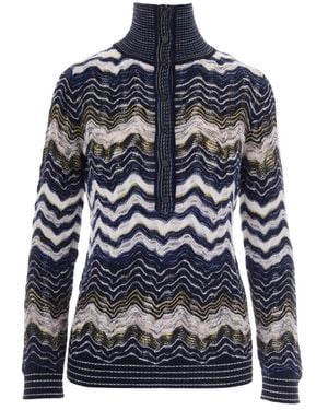 Missoni Truien & Vesten ,Veelkleurig ,Lange Mouw Mock Neck - Blauw