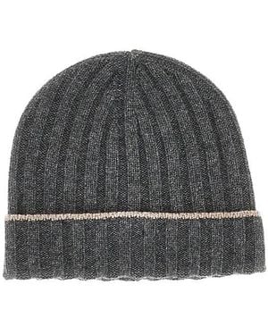 Brunello Cucinelli Gerippte Kaschmir-Beanie - Grau