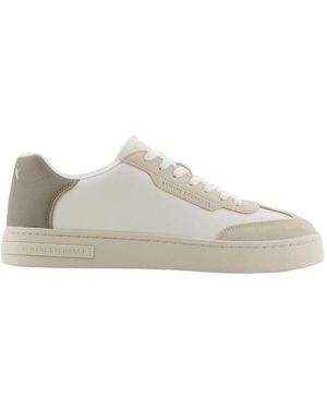 ARMANI EXCHANGE Weiße low-top-sneaker mit kontrasteinsätzen - Grau