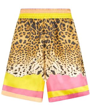 Roberto Cavalli Badmode ,Veelkleurig ,Pop Print Zijden Bermuda Shorts - Geel