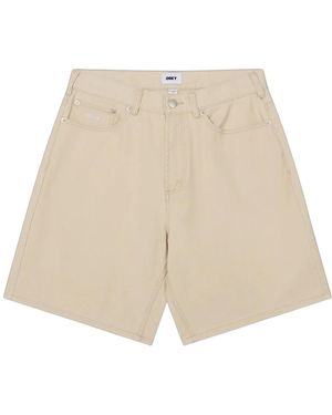 Obey Korte Broeken ,Denim Bigwig Baggy Denim Jorts - Naturel