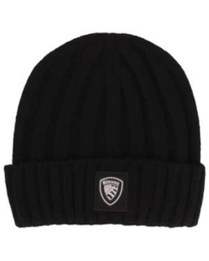 Blauer Schwarzer Logo Front Wollmischung Hut