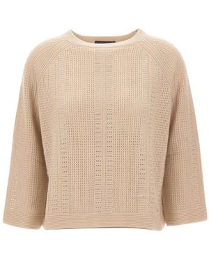 Elena Miro Truien & Vesten ,Wol Trui Met Strass-Versiering - Naturel