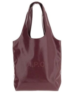 A.P.C. Tassen ,Rood ,Leer Ninon Tote Bag Klein - Paars