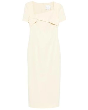 Roland Mouret Square-Neck Twisted Midi Dress - Natur