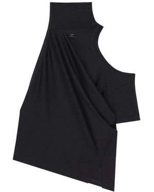 Courreges Tops ,Zwart ,Rigide Blouse Met Opstaande Kraag - Blauw
