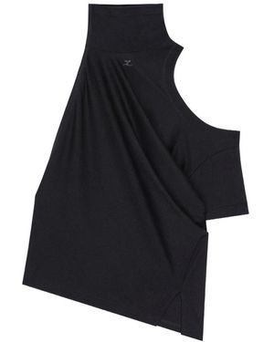 Courreges Tops ,Zwart ,Rigide Blouse Met Opstaande Kraag - Blauw