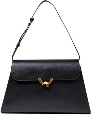 Coccinelle Stilvolle Lederhandtasche Mit Knopfverschluss - Schwarz