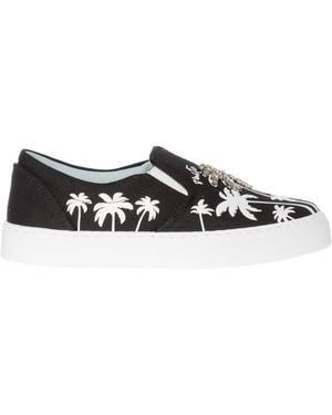 Chiara Ferragni Scarpe slip-on in tela nera bianca - Nero