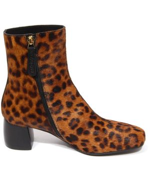 Maliparmi Schoenen ,Bruin ,Luipaardprint Enkellaarzen Met Rits