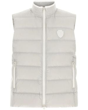 Brunello Cucinelli Jassen ,Grijs ,Leer Gewatteerd Vest - Wit