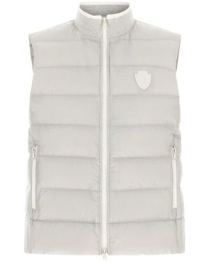 Brunello Cucinelli Jassen ,Grijs ,Leer Gewatteerd Vest - Wit