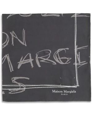Maison Margiela Scribbled Numerical Silk Foulard - Grau