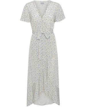 American Dreams Vestido Azul Con Flores Y Volantes, Mujer, Talla - Gris