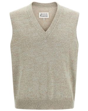 Maison Margiela V-Neck Knitwear - Natural