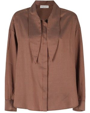 Roberto Collina Overhemden ,Bruin ,Camicia Ml Con Fiocco
