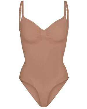 Skims Tops ,Bruin ,Nylon Seamless Sculpt Brief Bodysuit