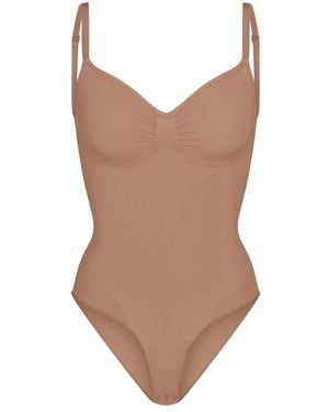 Skims Tops ,Bruin ,Nylon Seamless Sculpt Brief Bodysuit