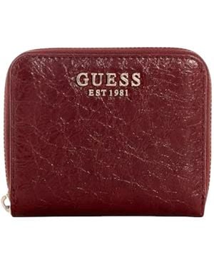 Guess Antonia Small Zip Around Portemonnee - Rood