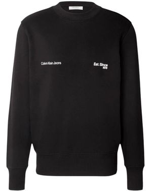 Calvin Klein Schwarzer baumwoll-sweatshirt mit langen ärmeln