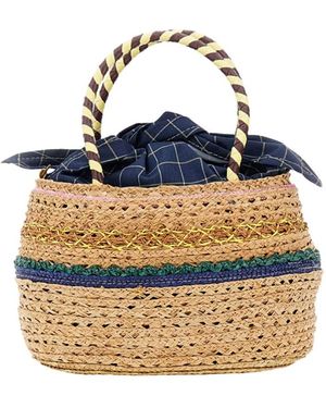 Exquisite J Tassen ,Geweven Clutch Tas Met Handvat - Blauw