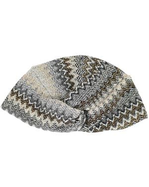 Missoni Chevron Gestrickter Viskose Turban Mit Fransen - Grau